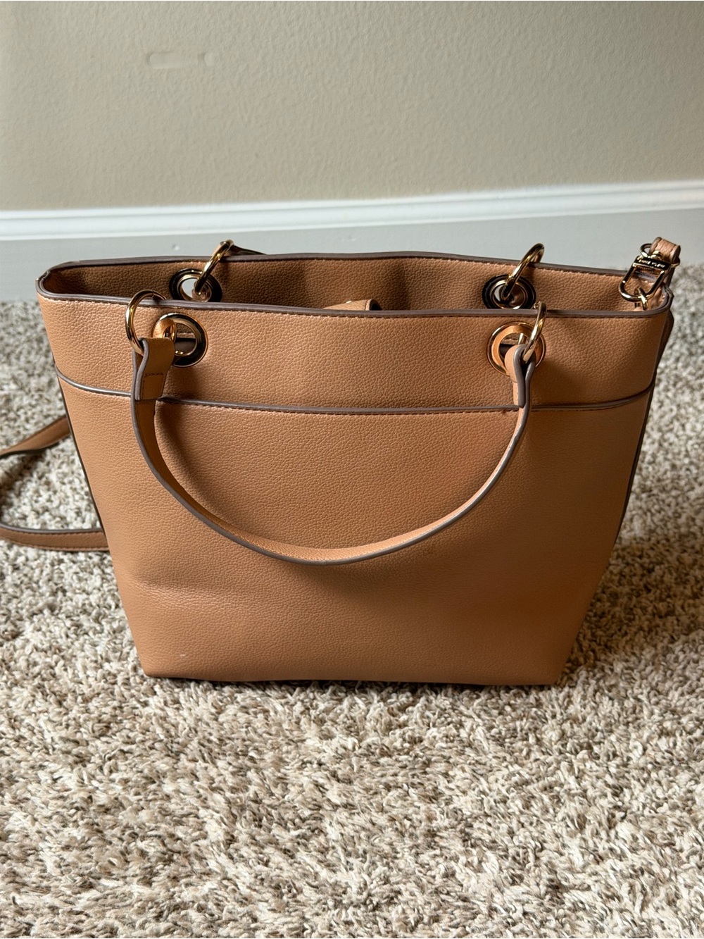 Anne Klein Camel Tan Tote with Tassel Charm - Picture 3 of 6